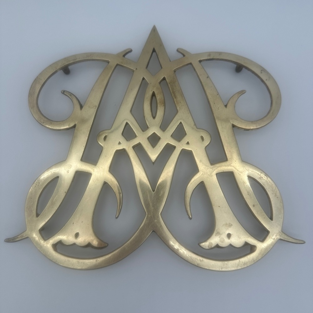 Vintage Virginia Metalcrafters Brass Queen Anne Cypher Trivet Williamsburg 1950